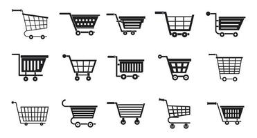 Shop cart icon set, simple style vector