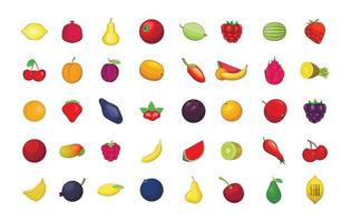 Fruits icon set, cartoon style vector