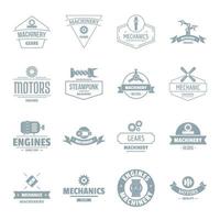 Mechanics logo icons set, simple style vector