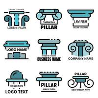 Pillar icons set line color vector