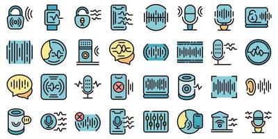 Speech recognition icons set vector flat