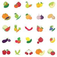 conjunto de iconos de frutas y verduras, estilo isométrico vector