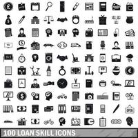 100 iconos de habilidades de préstamo, estilo simple vector