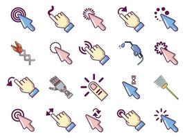 Cursor icon set, cartoon style vector