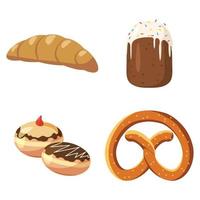 Bakery icon set, cartoon style vector