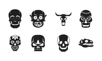 Skull icon set, simple style vector