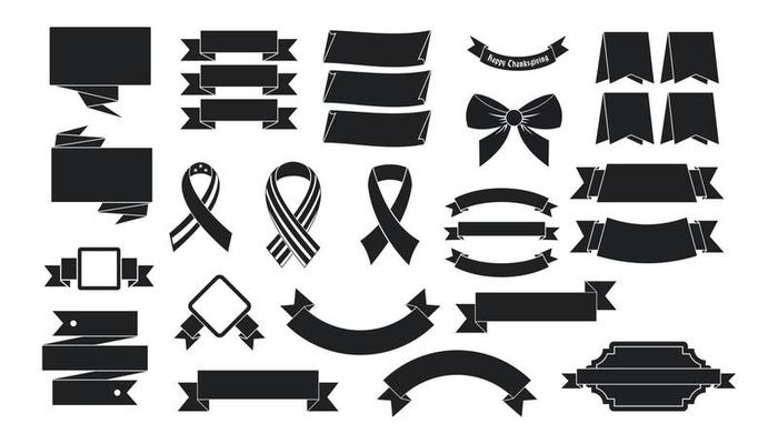 Ribbon icon set, simple style