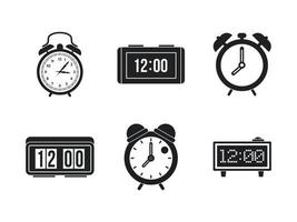 Alarm clock icon set, simple style vector