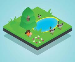 Pond concept banner, isometric style vector