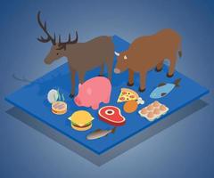 Meat diet concept banner, isometric style vector