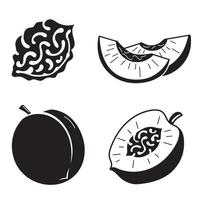 Peach icons set, simple style vector