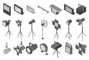 Spotlight icons set, isometric style vector