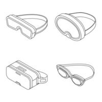 Goggles icon set vector outine