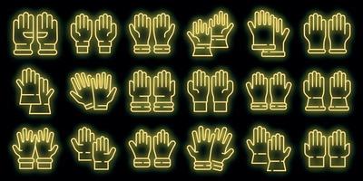 Medical gloves icons set vector neon