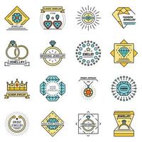 Jewellery icon set line color vector