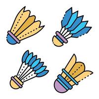 Shuttlecock icons set line color vector