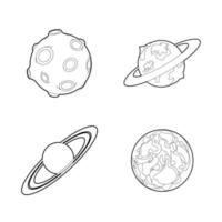 conjunto de iconos de planeta, estilo de esquema vector