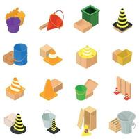 Waste material icons set, isometric style vector
