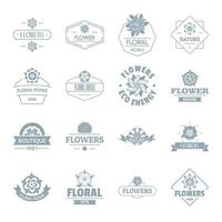 Flowers logo icons set, simple style vector