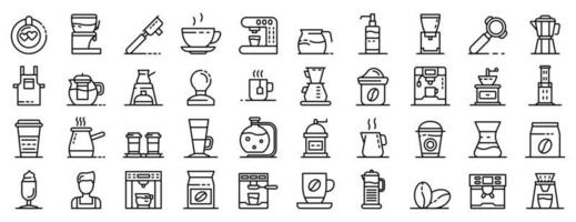 Barista icons set, outline style