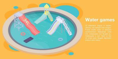 Water games concept banner, isometric style vector