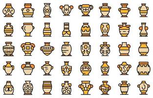 Amphora icons set vector flat