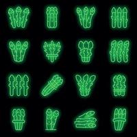 Asparagus icons set vector neon