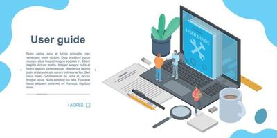 User guide concept banner, isometric style vector