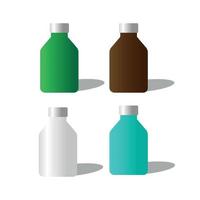 ilustración de botella de farmacia con 4 variaciones de color. vector