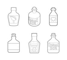 Medical bottle icon set, outline style vector