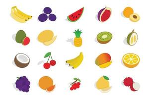 conjunto de iconos de frutas, estilo isométrico vector