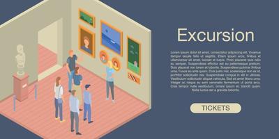 Excursion concept background, isometric style vector