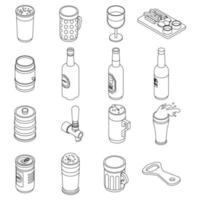 Beer drink icon set vector outine