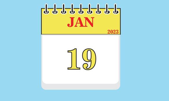 calendario enero 19 2023 año nuevo icono plan evento vector