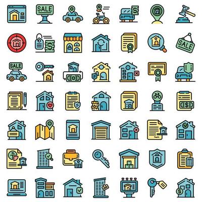 Rent icons set vector flat