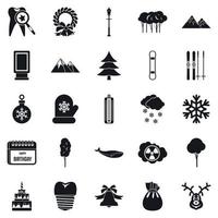 Cold weather icons set, simple style vector