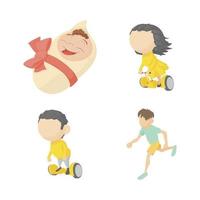 conjunto de iconos para niños, estilo de dibujos animados vector