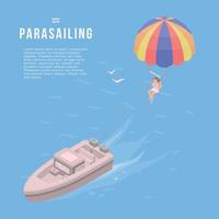 Parasailing banner, isometric style vector
