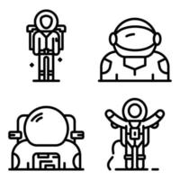 Astronaut icons set, outline style vector