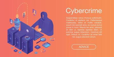 Cybercrime concept banner, isometric style vector