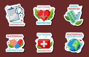 National Doctor's Day Stickers Collection vector