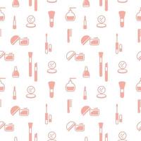 Seamless texture from cosmetics icons, pattern, abstract background, wallpaper vector