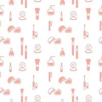 Seamless texture from cosmetics icons, pattern, abstract background, wallpaper vector