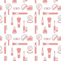 Seamless texture from cosmetics icons, pattern, abstract background, wallpaper vector