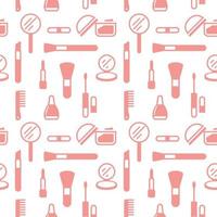 Seamless texture from cosmetics icons, pattern, abstract background, wallpaper vector