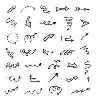 Vector set of hand drawn arrows, elements for presentation