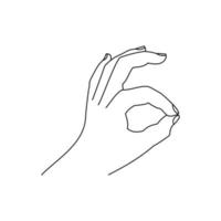 Ok hand sign, aesthetic hand gesture, line art style, isolated, graphic design for social media posts, and graphic elements. vector