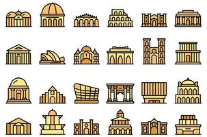 Opera house icons set vector flat