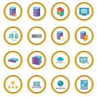 Data base icons circle vector