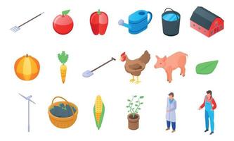 Agronomist icons set, isometric style vector